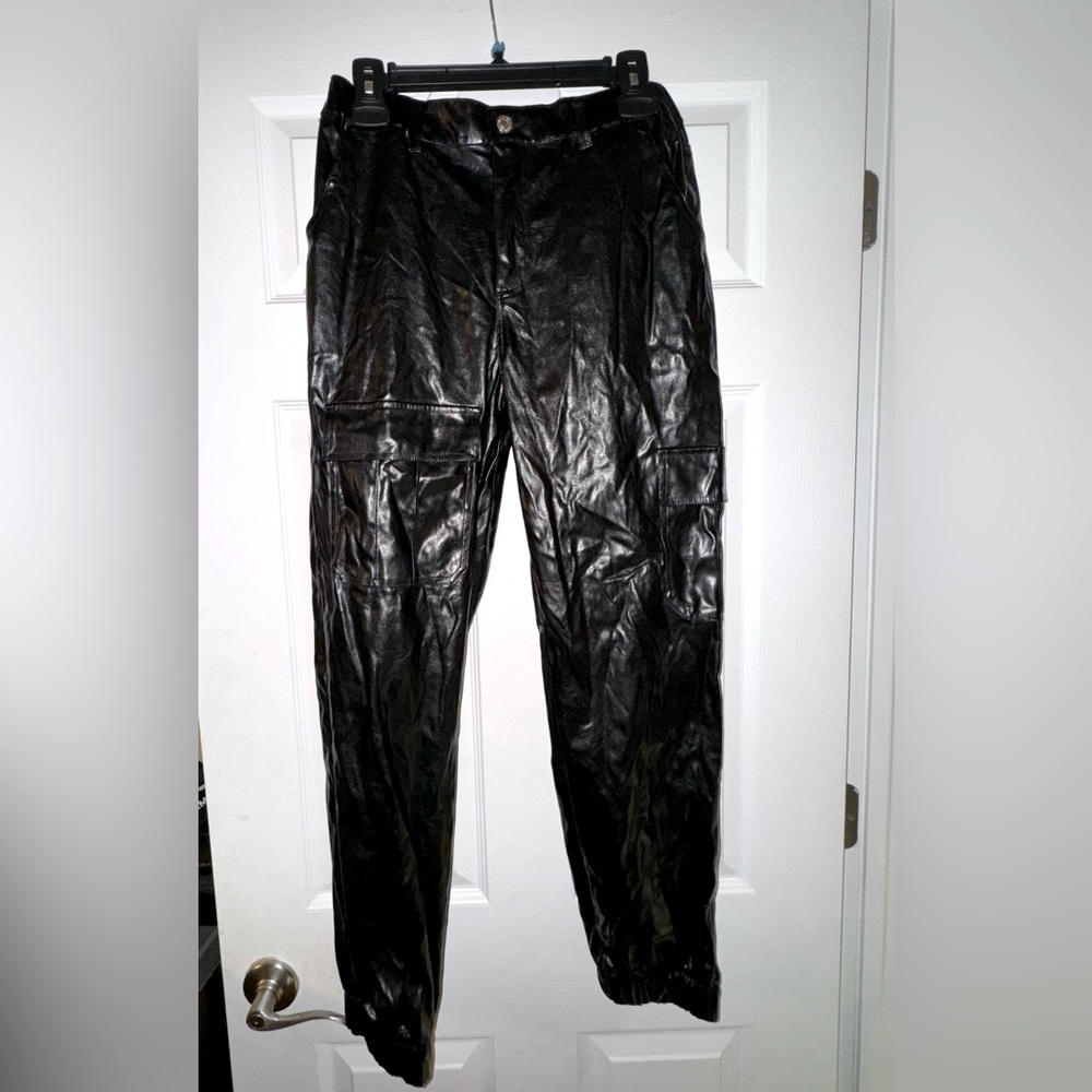 Cuffed Leather Pants with Button Closure from Adika size L